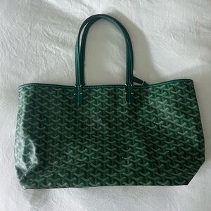Green monogram tote bag